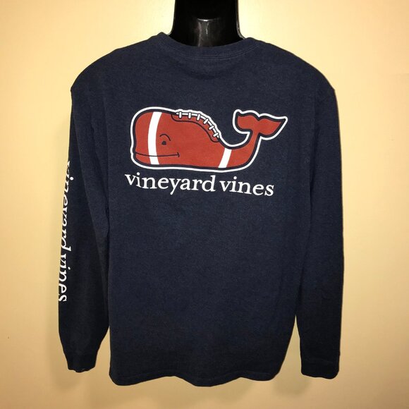 Men's Vineyard Vines Football Whale Long Sleeve Pocket T-shirt-Size M - Picture 1 of 11